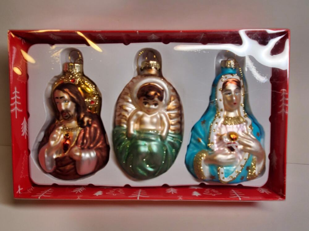 Ornament - Glass Blown Jesus and Mary